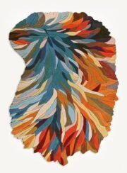 Wool Contemporary Botanical Irregular-Shape Area Rug for Living Room - Image 3