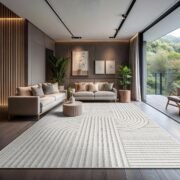 Modern Swirl High-Low Pile Area Rug for Living Room